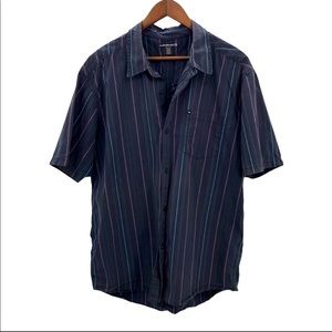 QUICKSILVER Grey Pinstriped Button Up Shirt size XX-Large